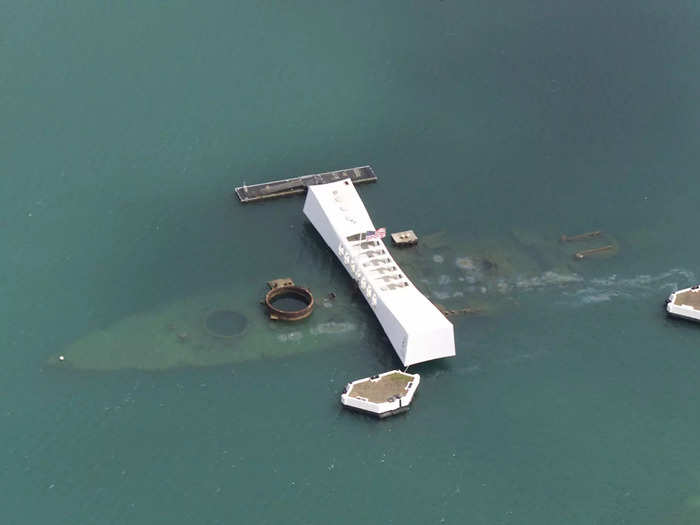 In place of the sunken USS Arizona now stands a memorial commemorating the sunken ship and Pearl Harbor.