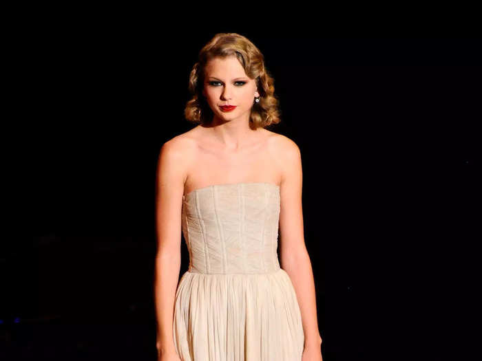 The beige Dolce & Gabbana dress she wore to perform "Innocent" in 2010 didn