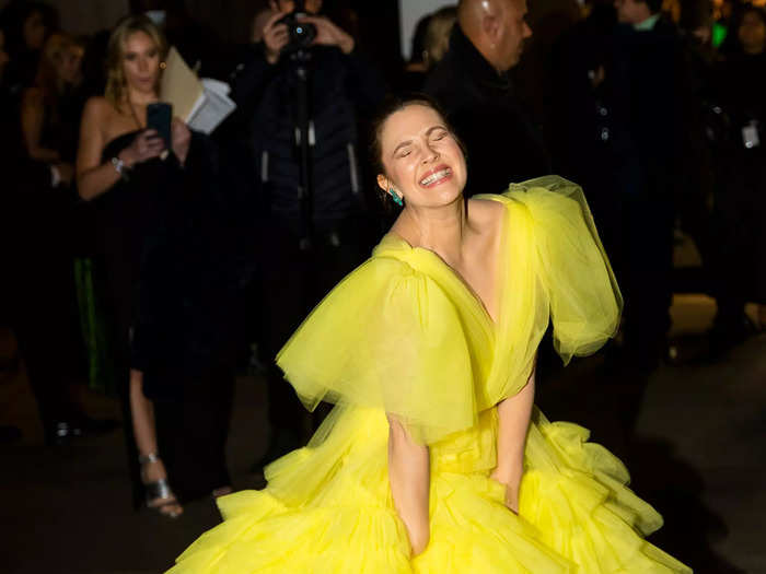 Barrymore wore a striking yellow tulle dress in November 2021 at the CFDA Fashion Awards.