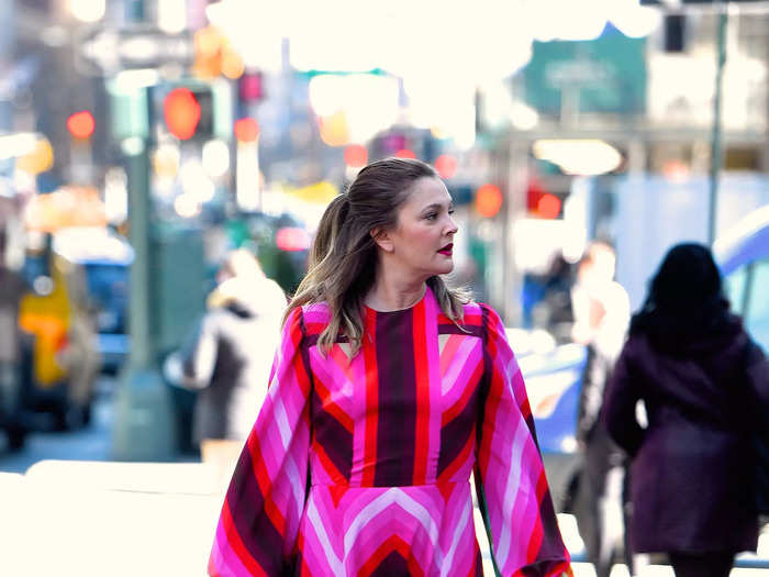 She stepped out in a bold graphic maxi dress in Manhattan in April 2019.