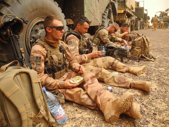 In France, soldiers are fed stews, risottos, soups, duck confit, and deer pâté.