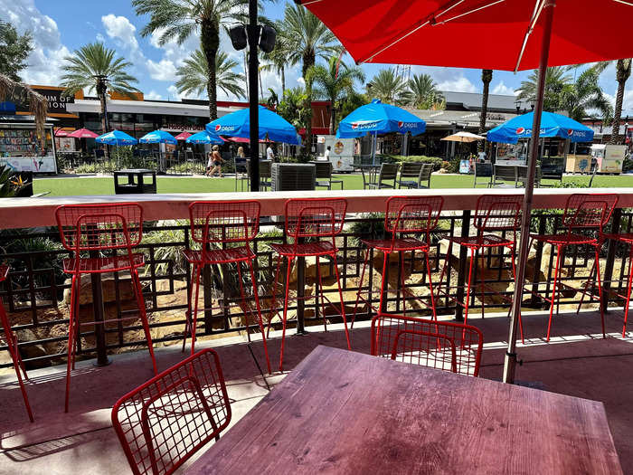 Instead of sitting inside, we ate under an umbrella on the patio.