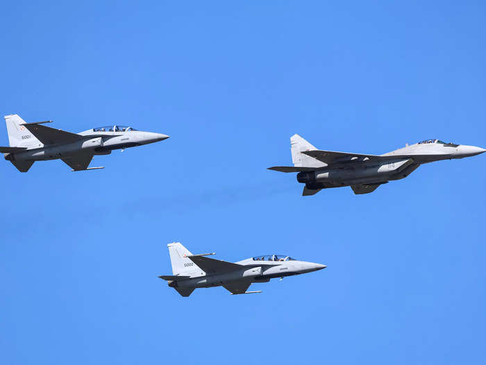 MIG-29 and FA-50 aircraft take part in a display to celebrate Polish Army Day in Warsaw in August. It was the biggest such event in years and was intended to send a message to Moscow about Poland