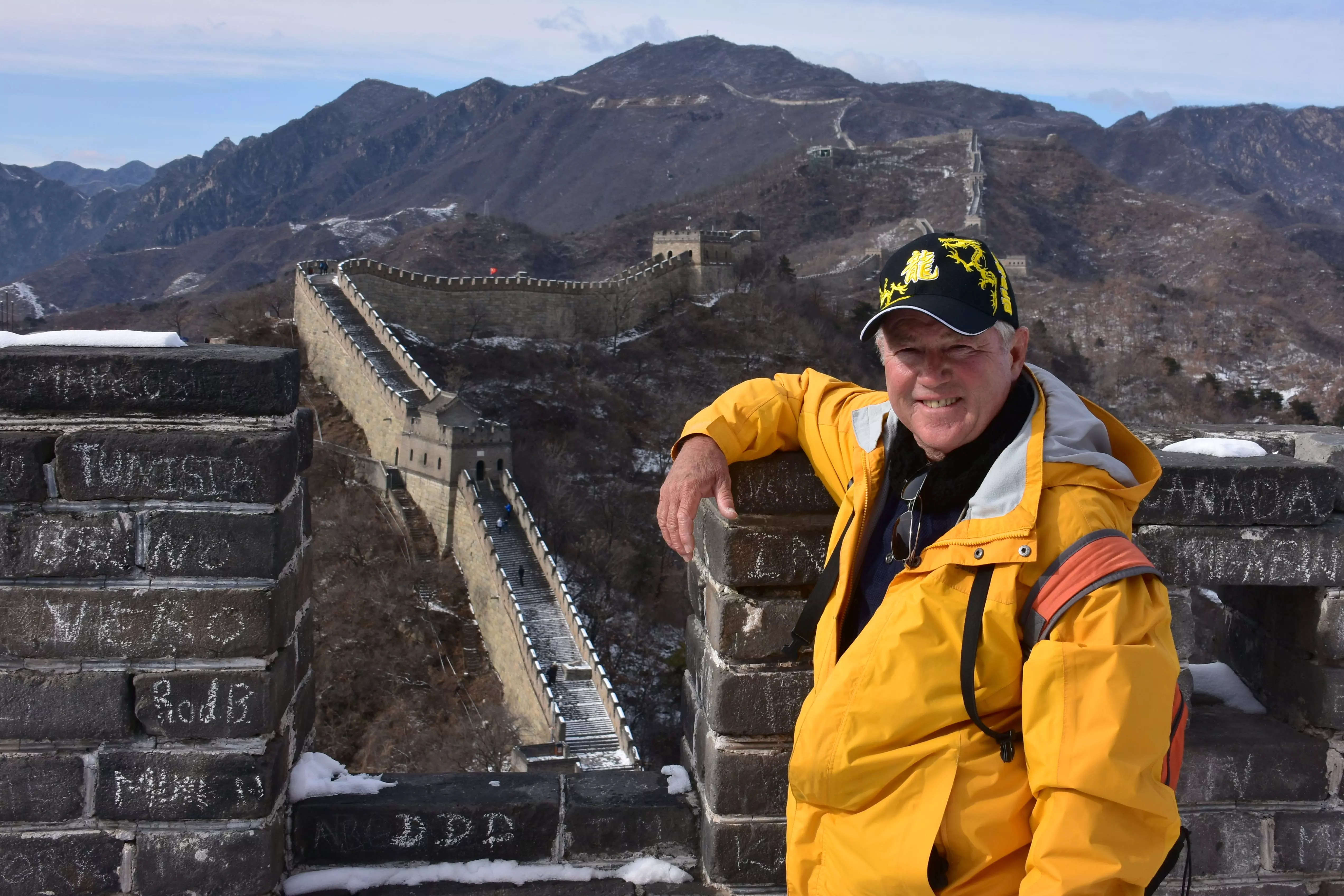 a man at the Great Wall of China