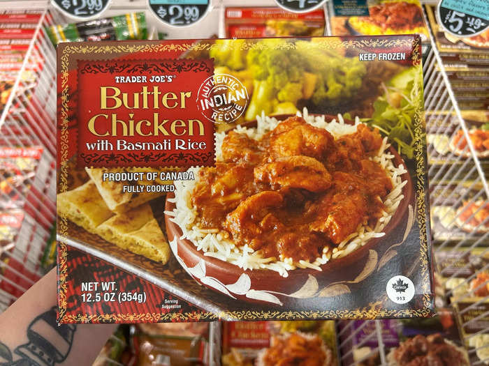 The frozen butter chicken with basmati rice is delicious (and great if you