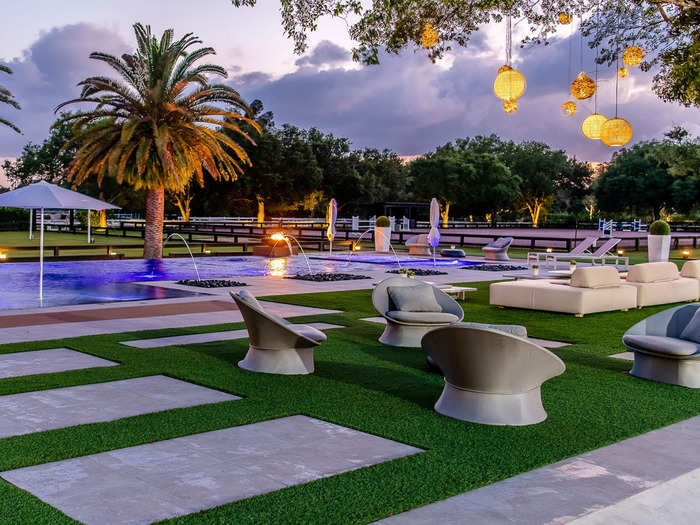 But the main attraction of the property is the outdoor space. This sitting area is right next to the infinity pool and hot tub.