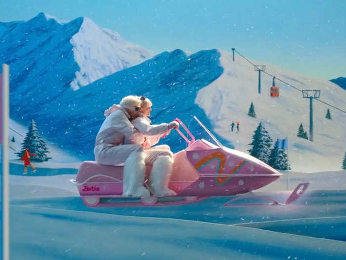 The duo end up on a snowmobile to travel through a snowy terrain.