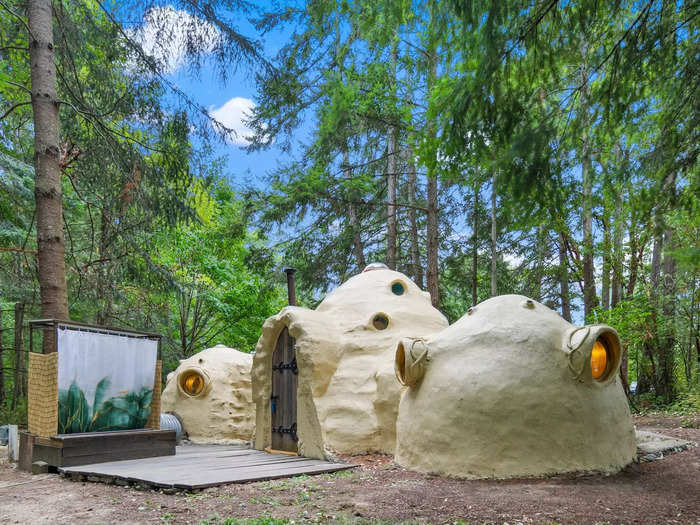 A unique SuperAdobe-style home next to Camano Island State Park in Washington is up for sale for $295,000. It comes with an acre of woodland and access to a private beach near Saratoga Passage, according to the listing.