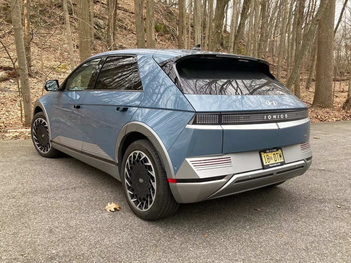 The Ioniq 5 serves up angular, science fiction-inspired styling — and unlike the Tesla Cybertruck, it actually exists.