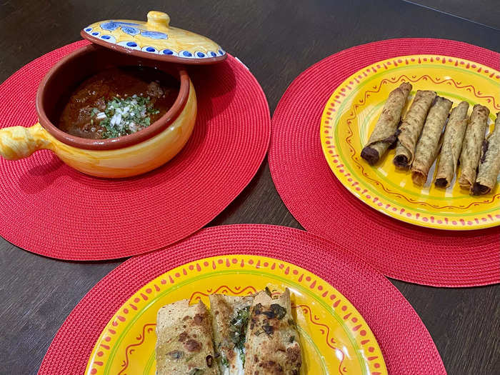 My mama enjoys making three traditional dishes that she tested — the birria, taquitos, and enchiladas — and she was happy to see there were flashes of authenticity in the Trader Joe