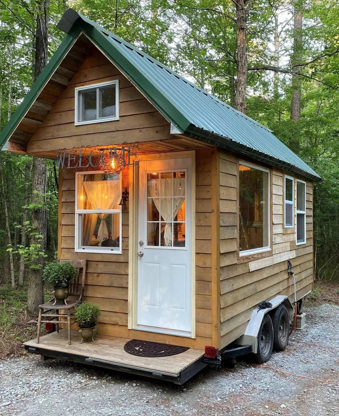 a wooden tiny home