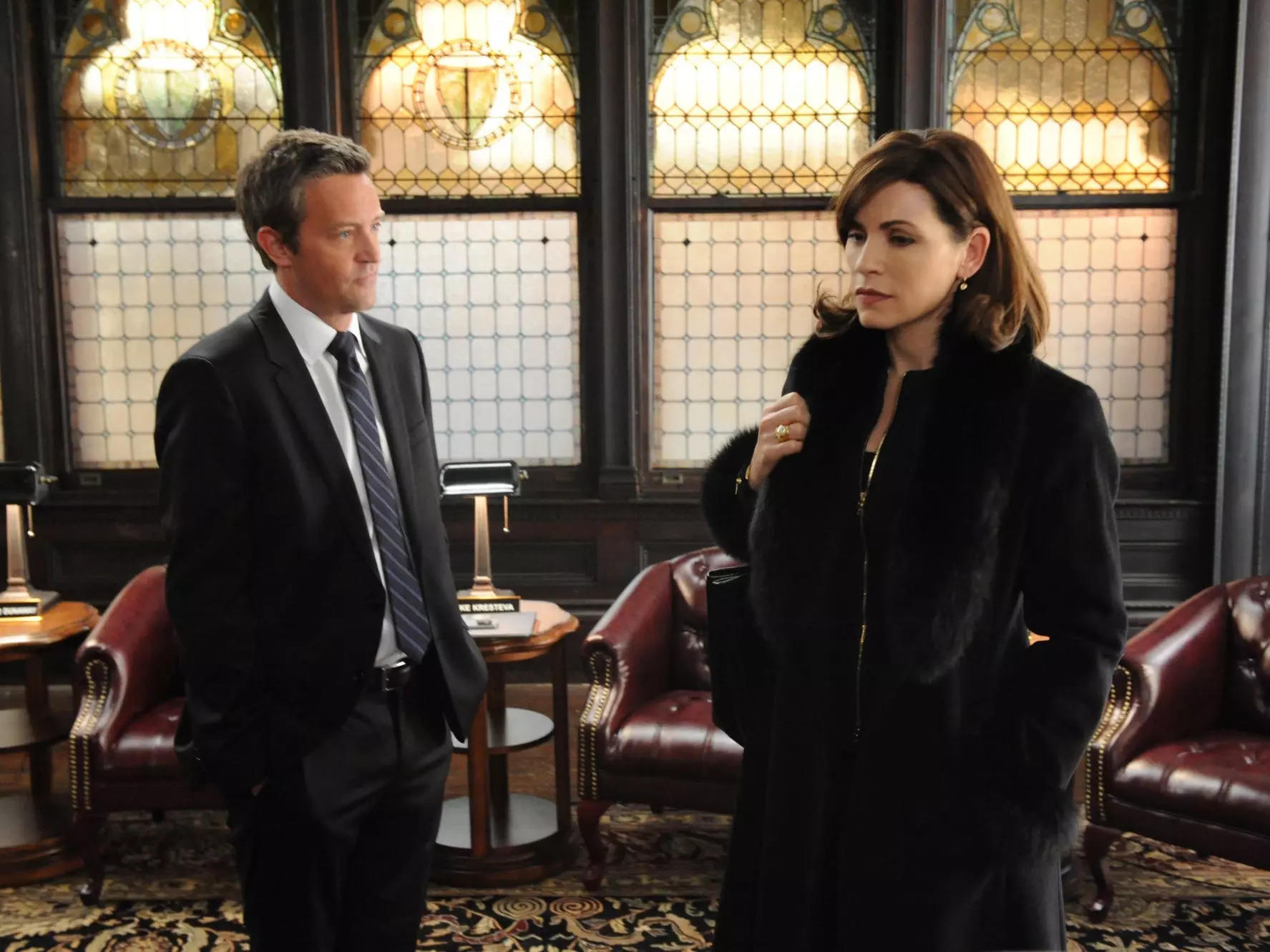 Matthew Perry and Juliana Margulies on "The Good Wife."