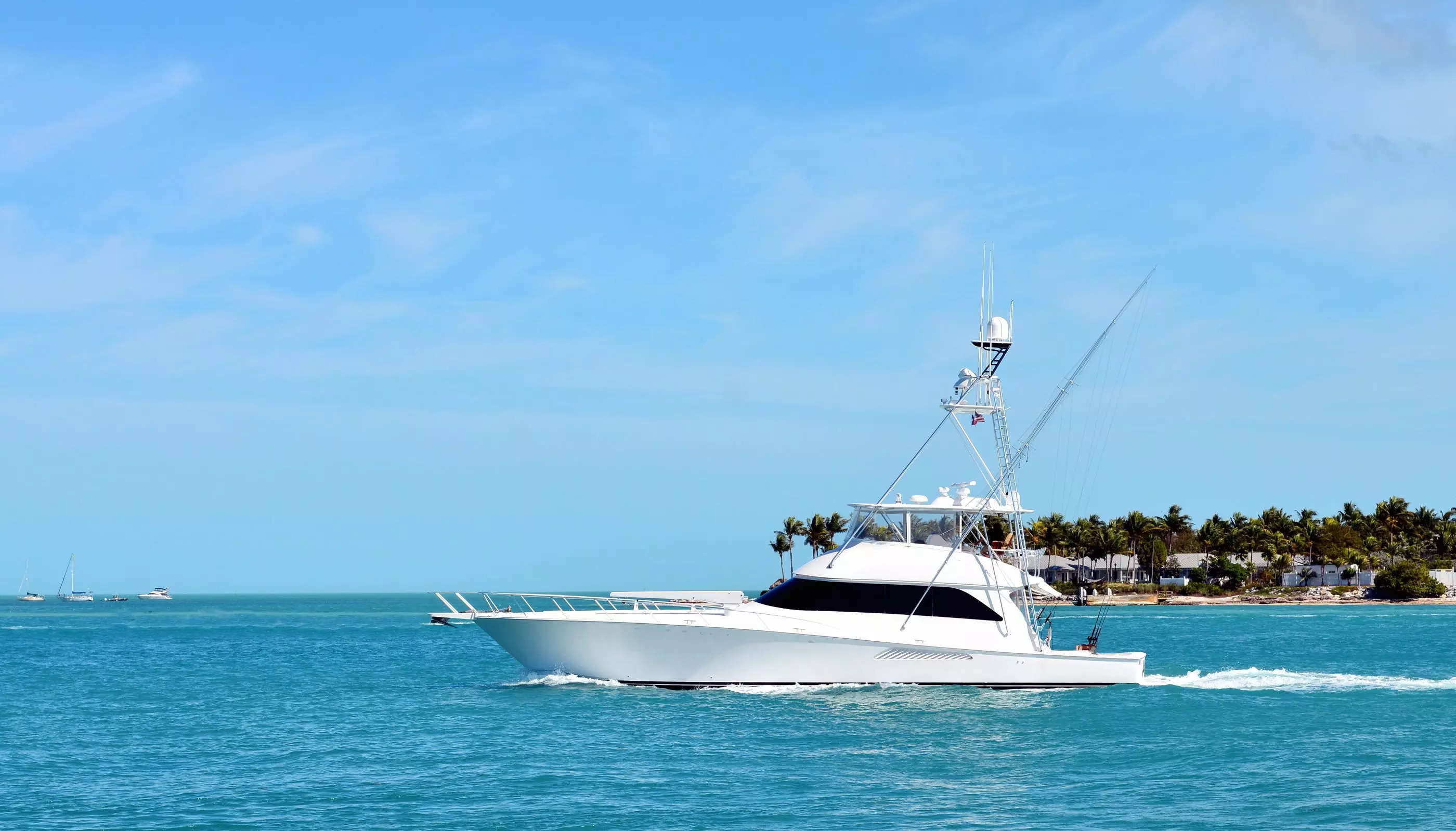 A fishing yacht in Key West on the sea