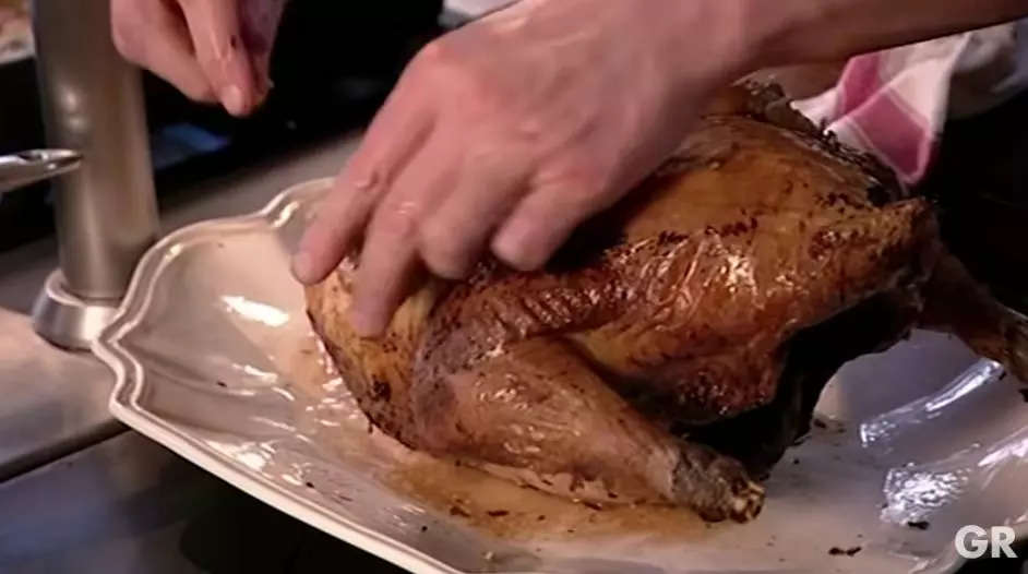 Screenshot of Gordon Ramsay making Thanksgiving turkey in YouTube video.