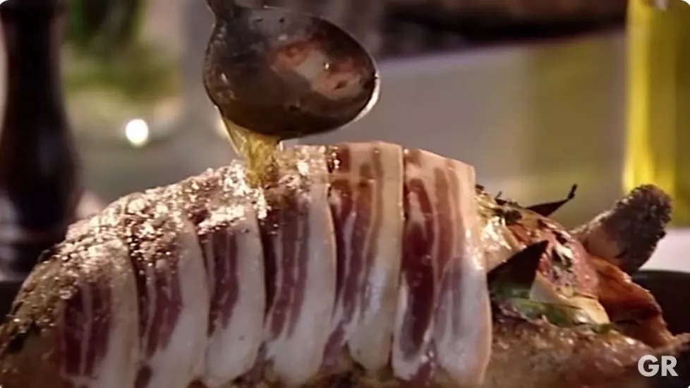 Screenshot of Gordon Ramsay making turkey for Thanksgiving in YouTube video.