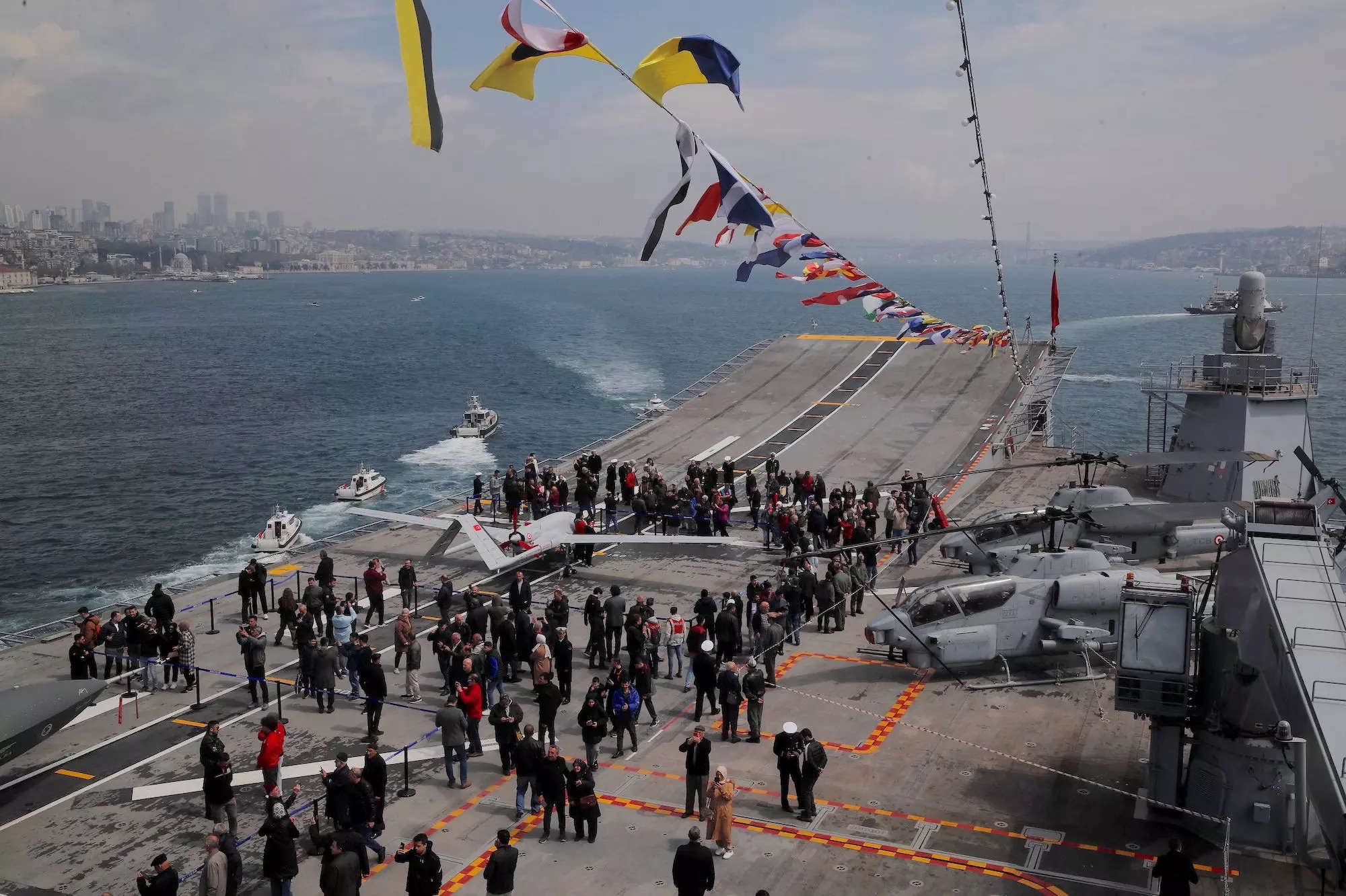 Turkey amphibious assault ship TCG Anadolu drone
