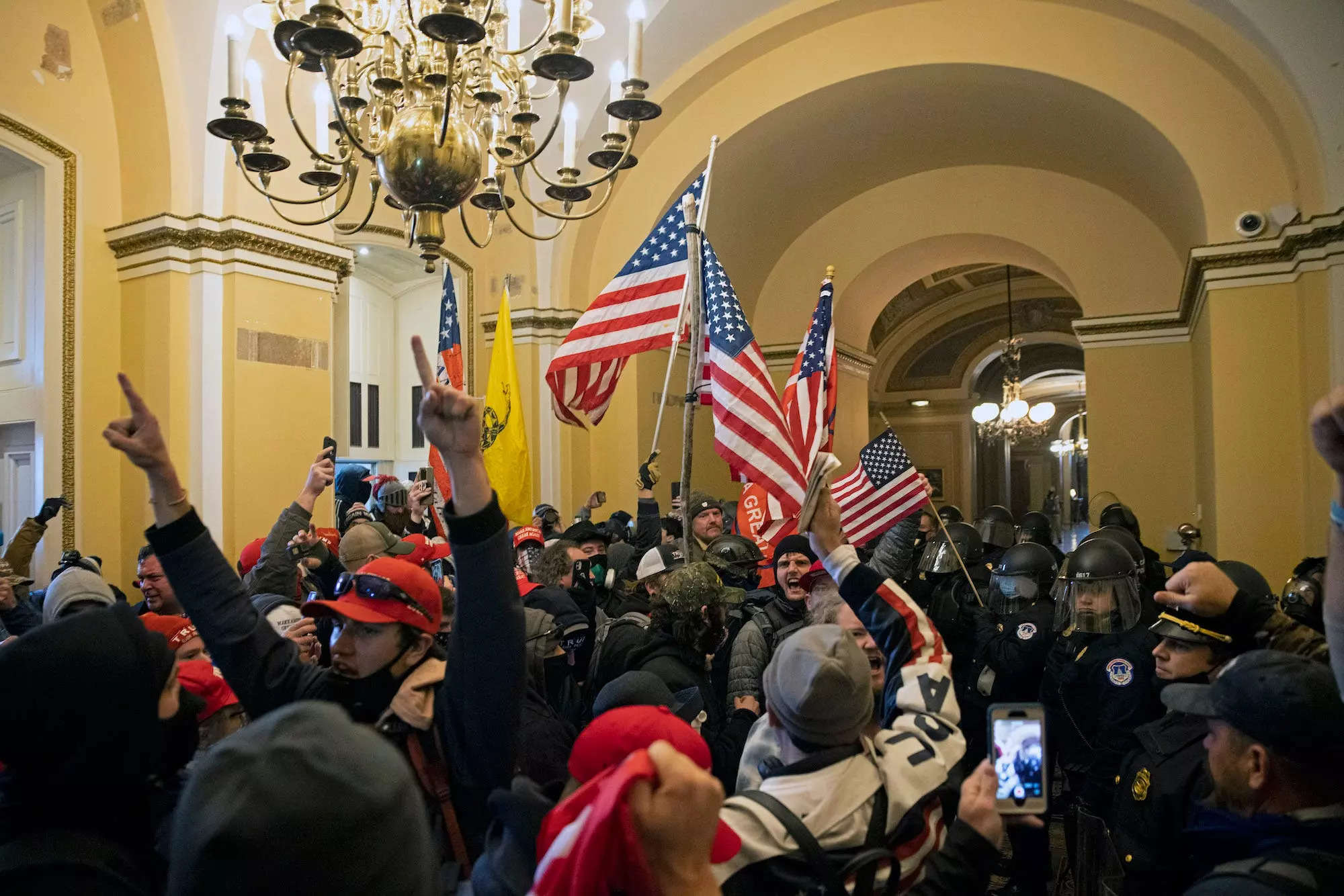Rioters inside the US Capitol on January 6, 2021.