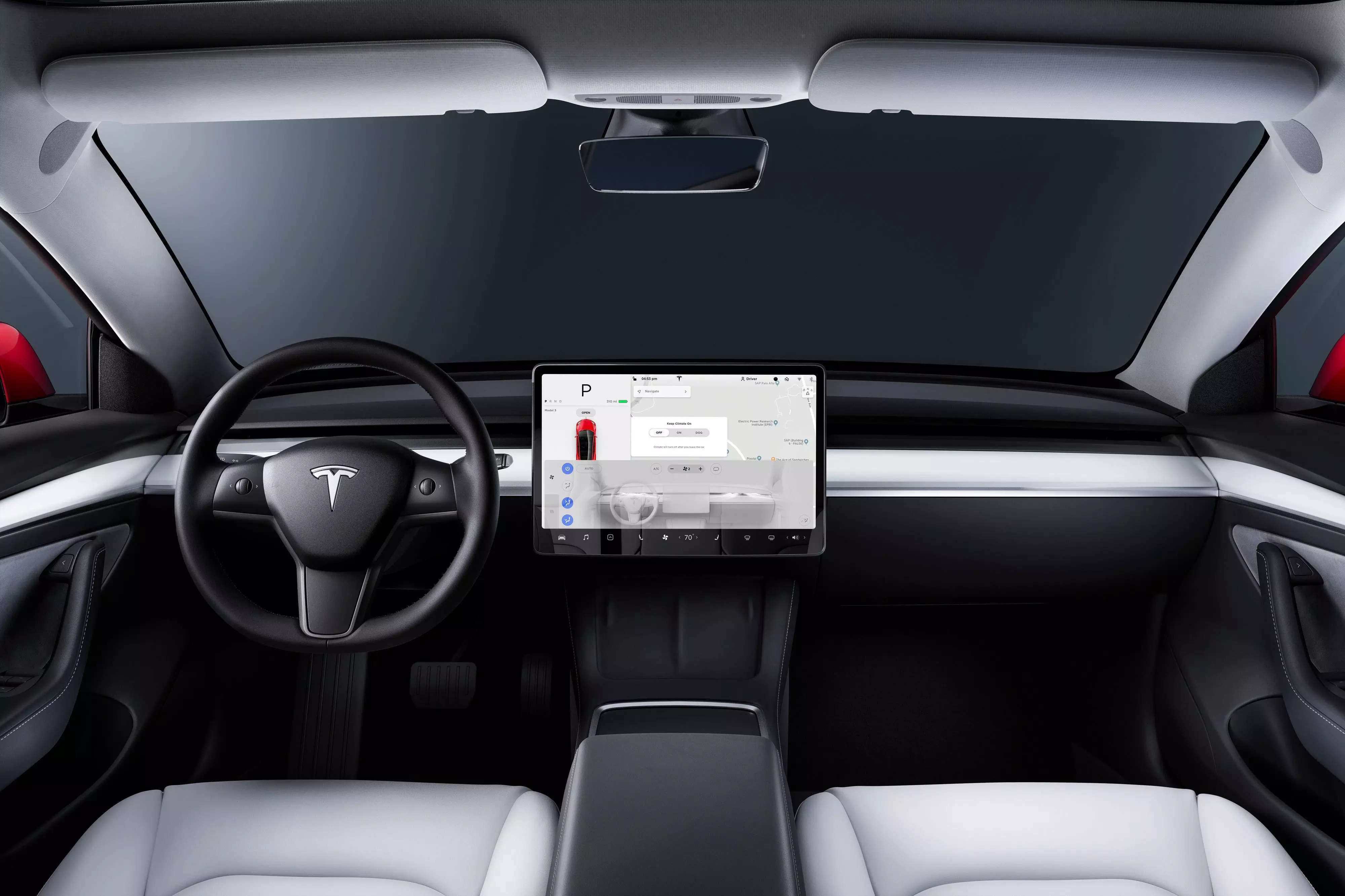 Interior image of the Tesla Model 3.