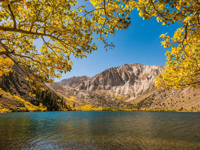 Fall is the perfect season to see the changing leaves surrounding Convict Lake in Inyo National Forest.