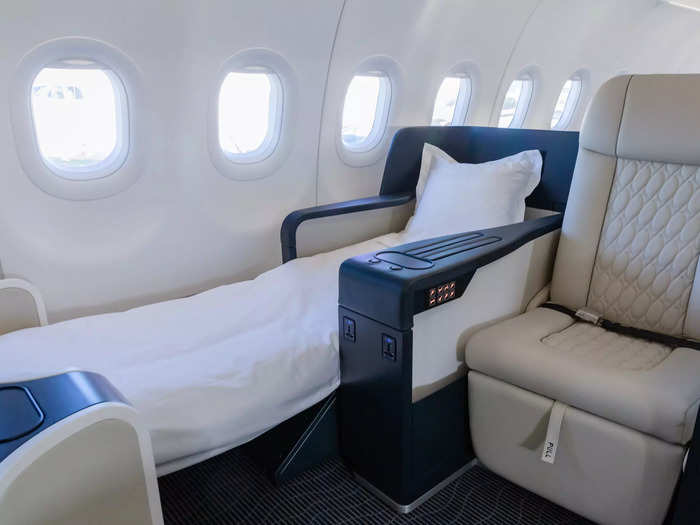 To make extended traveling more comfortable, the aircraft has plush amenities like custom lie-flat seats and larger-than-usual bathrooms with full-length mirrors.