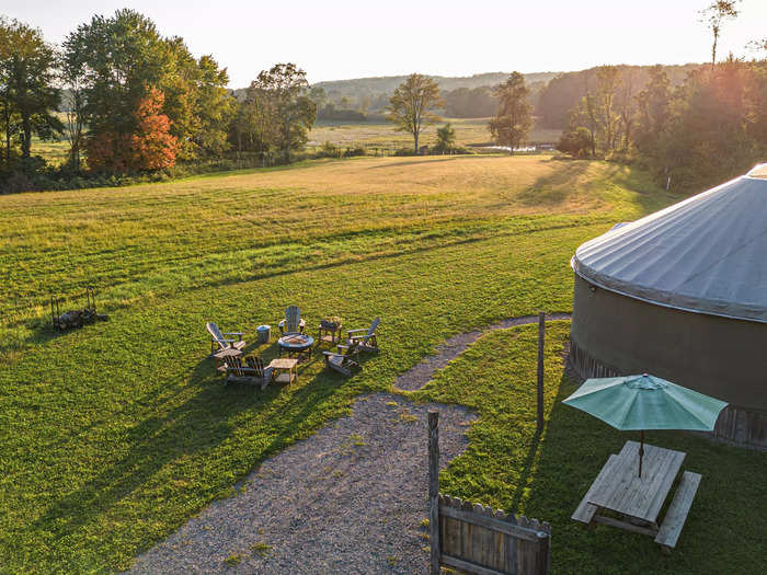 Another draw of Z Farm is that a new owner would get to experience the custom-built, 720-square-foot yurt, which the current owner rents out on Airbnb.