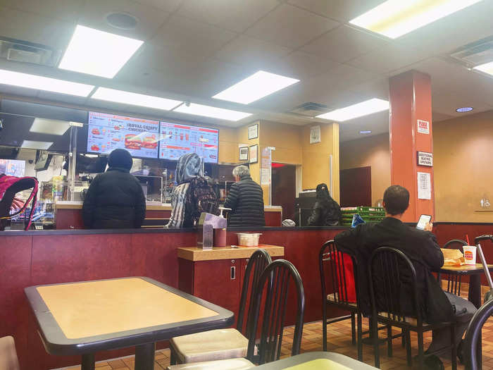 The cash register was separated from customers by a plexiglass shield. This is pretty typical for convenience or liquor stores in this area, but I was surprised to see this safety measure inside a Burger King.