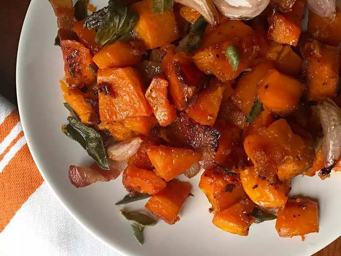 Maple-roasted butternut squash is a great side dish. 