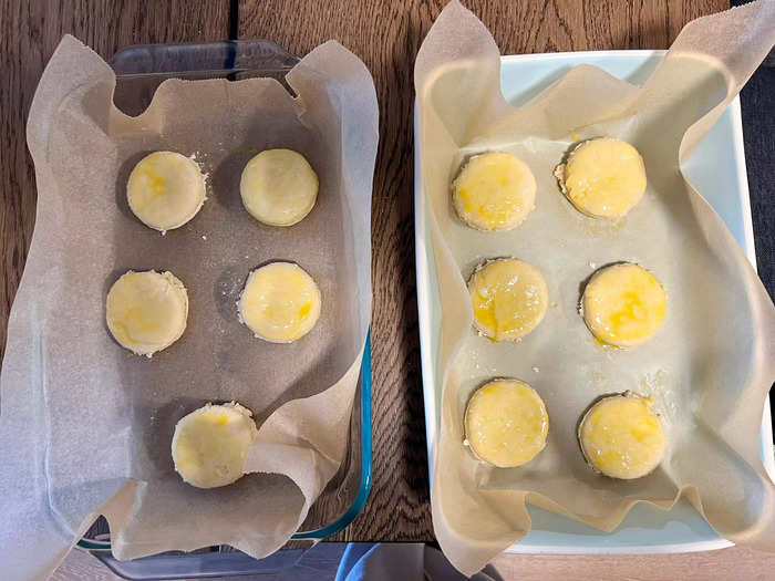 The last few steps before baking included brushing the scones with a beaten egg and leaving them to rest in the fridge. 