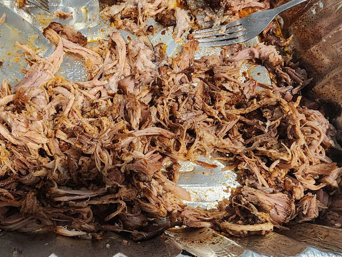 I shredded and tasted the pork while it was still in the pan.