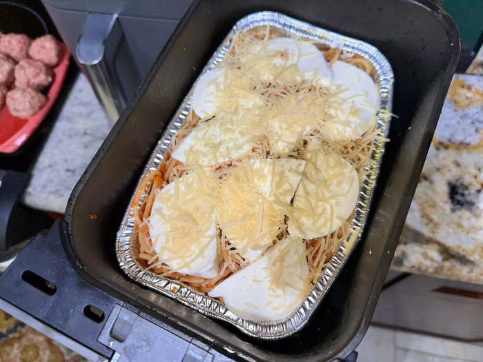 I layered cheese in the pan, so the dish had more of a lasagna vibe.