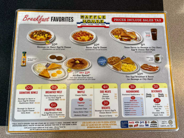 At Waffle House, I ordered the All-Star Special with a plain coffee.