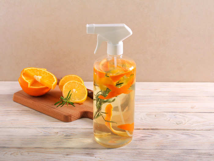 Experiment with different ingredients to make homemade cleaning sprays, avoiding chemicals and saving money.