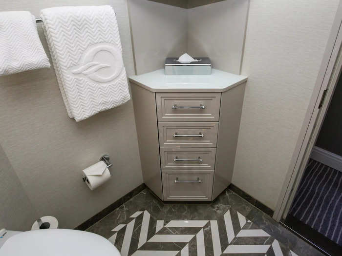 Storage can be tight in cruise ship bathrooms. But the same can