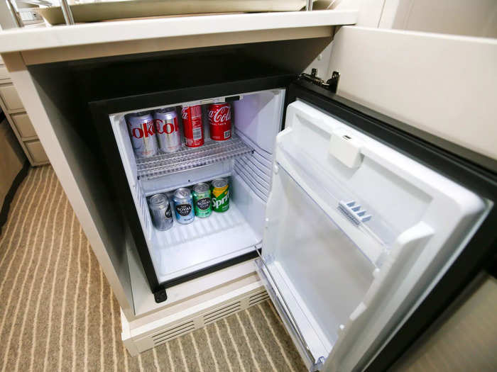 Next to the slumber space, the small beverage station was one of the most obvious signals that this accommodation was more luxurious than average.