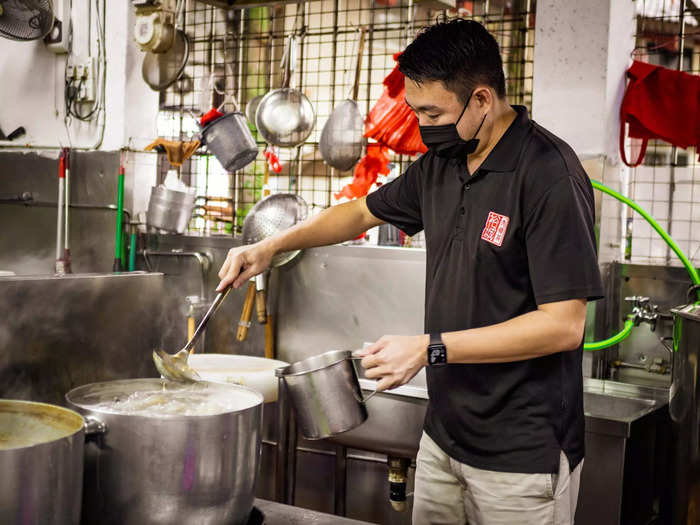 Preparation for the broth starts early in the morning at 6 a.m. and it goes on to be cooked in batches.