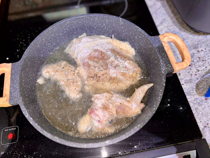 I spent less than 15 minutes actually frying the chicken.