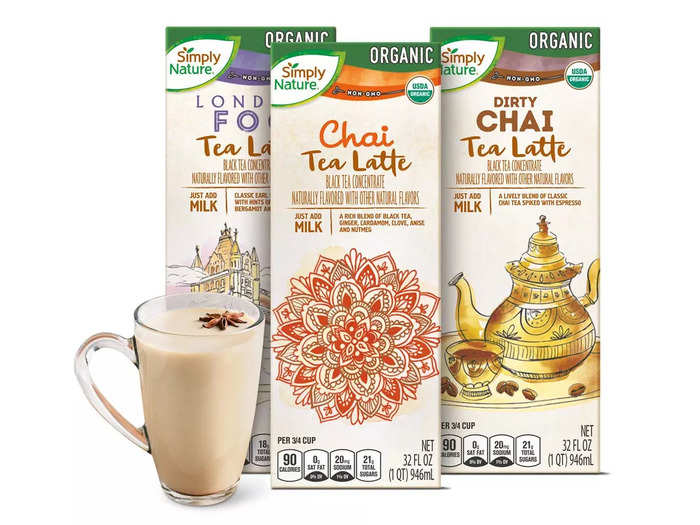 Get an energy boost with the Simply Nature organic tea-latte concentrates.