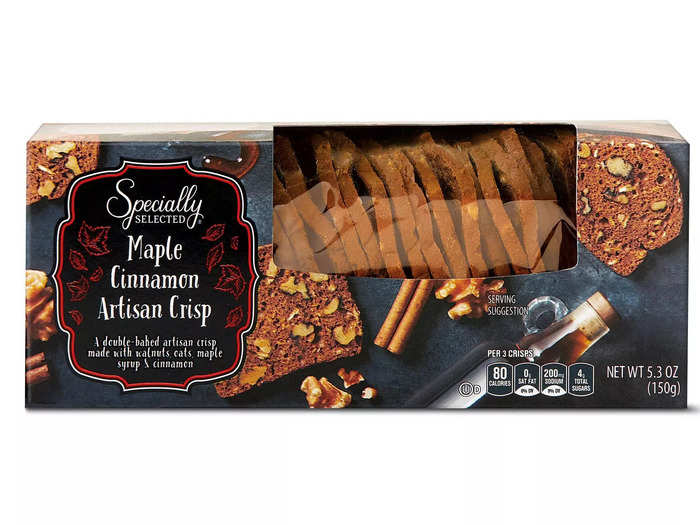 The Specially Selected maple-cinnamon and pumpkin-cranberry crisps are great for snacking.