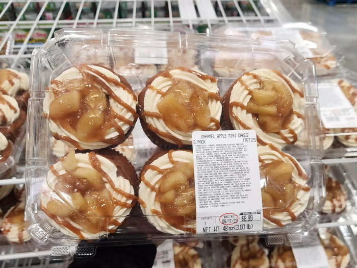 The Kirkland Signature caramel-apple mini cakes are rich and tasty.