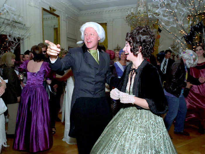 President Bill Clinton and first lady Hillary Clinton dressed up as their predecessors, President James Madison and first lady Dolley Madison, in 1993.