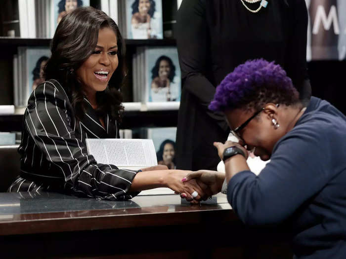 2018: Michelle released her memoir "Becoming" and embarked on a book tour, where Barack surprised her with flowers at an event in Washington, DC.