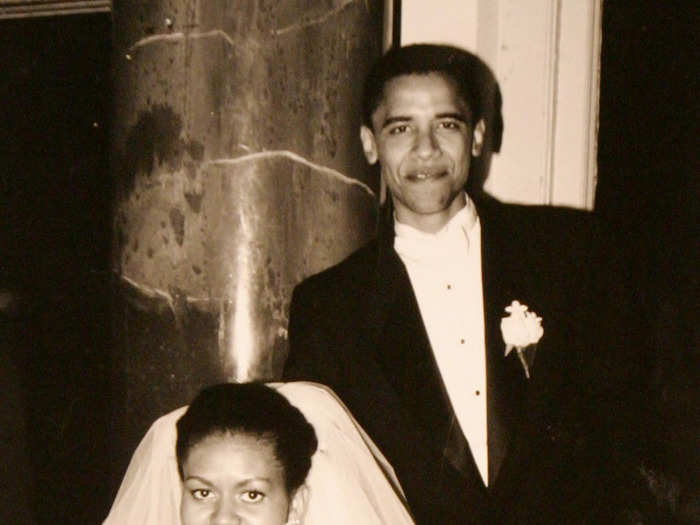 1992: They got married at Trinity United Church of Christ in Chicago.