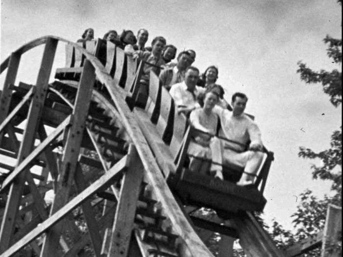 In the early days, roller coasters were made of wood.