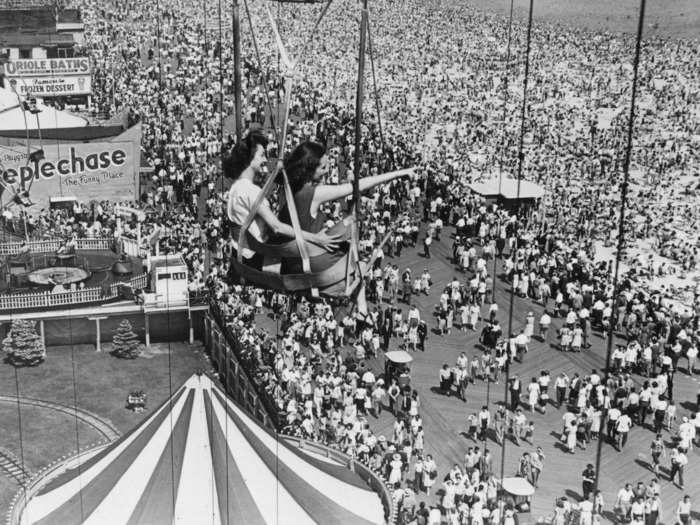 This Coney Island ride from 1946 provided great views of the boardwalk and beach below.