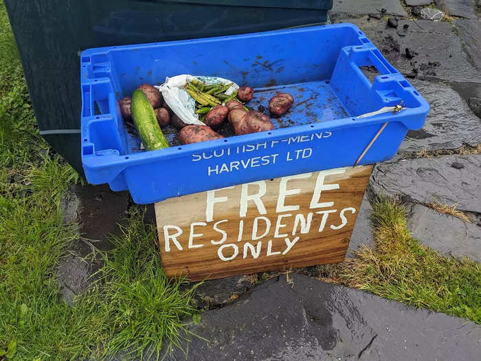 While on our walk, I noticed a free basket of potatoes and vegetables for residents.