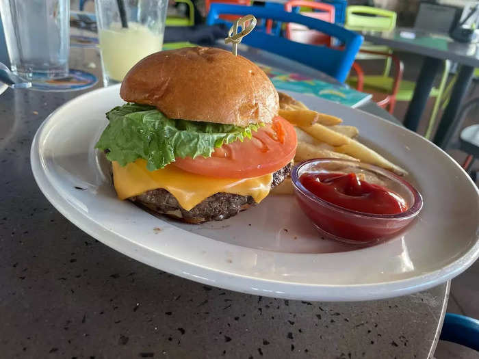 The grilled cheeseburger was just OK, but the fries were tasty.