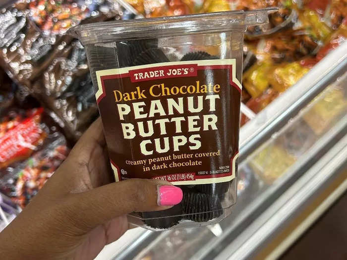 The dark-chocolate peanut-butter cups make a great snack.