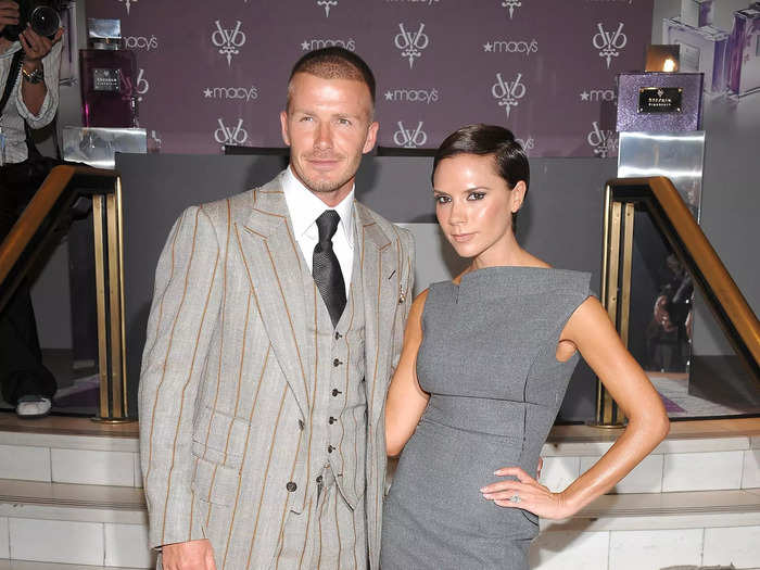 The couple nailed preppy fashion with matching gray ensembles at the launch of their fragrance collection in New York City in 2008.