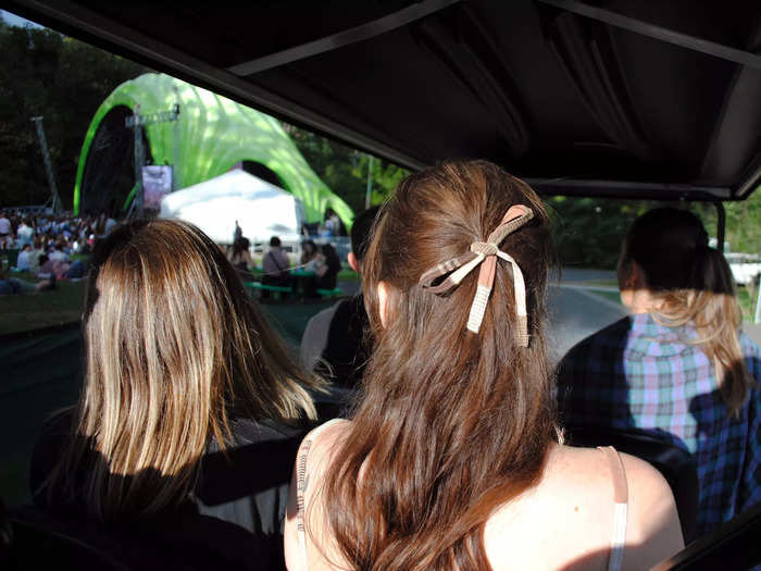 McAlpine caught a glimpse of her crowd while she rode to the stage in a golf cart.