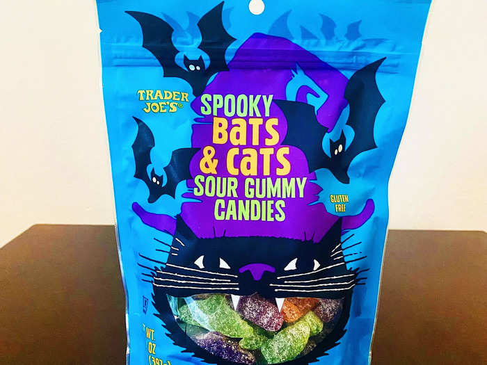 The Spooky Bats and Cats Sour Gummy Candies came in three flavors: cherry, green apple, and orange.